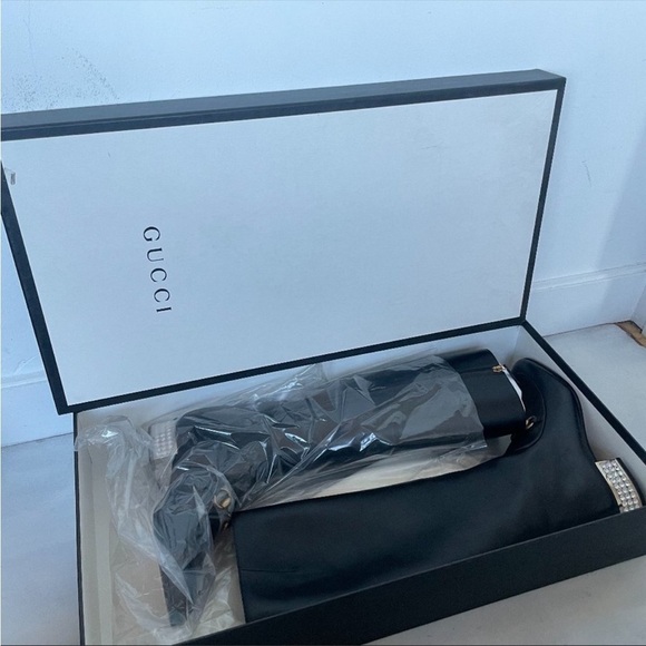 Gucci | Horsebit leather knee boot with crystals NEW - Picture 5 of 17